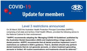 Level 3 dental restrictions Covic update